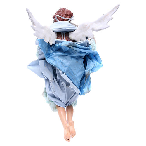 Red angel with light blue clothes, figurine for Neapolitan Nativity, 45cm 2