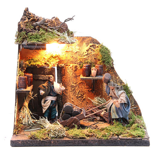 Bottaio cm 10 illuminato presepe Napoletano 1