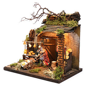 Formaggiaio 10 cm illuminato presepe Napoli