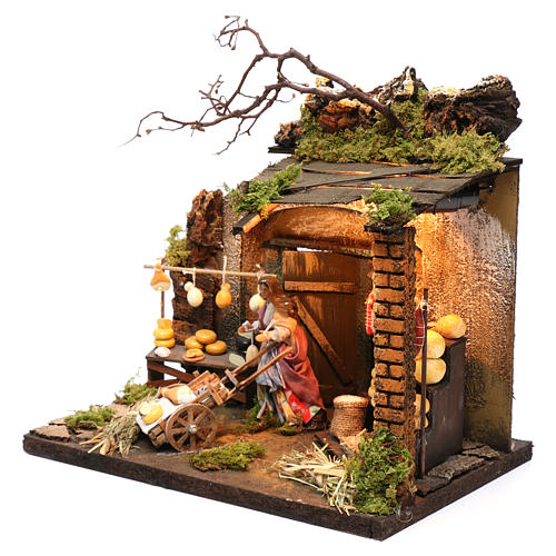 Formaggiaio 10 cm illuminato presepe Napoli 2