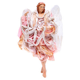 Pink angel with curved wings, figurine for Neapolitan Nativity, 18-22cm