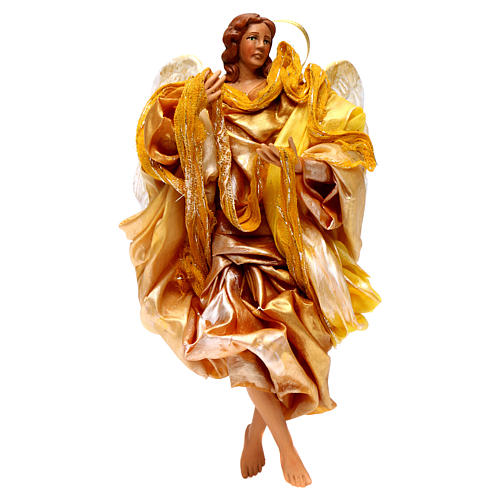 Gold angel with curved wings, figurine for Neapolitan Nativity, 18-22cm 1