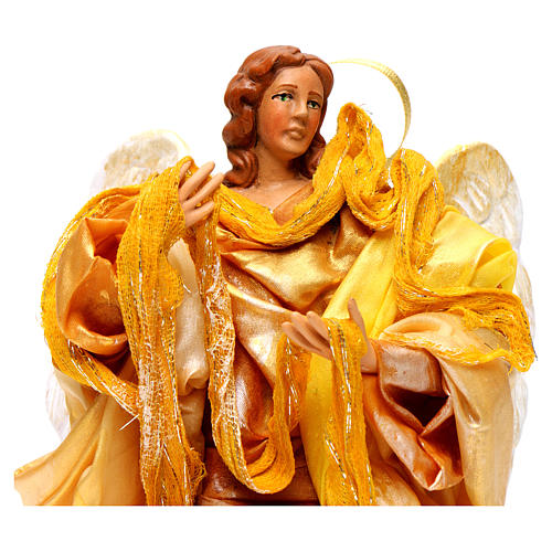 Gold angel with curved wings, figurine for Neapolitan Nativity, 18-22cm 2