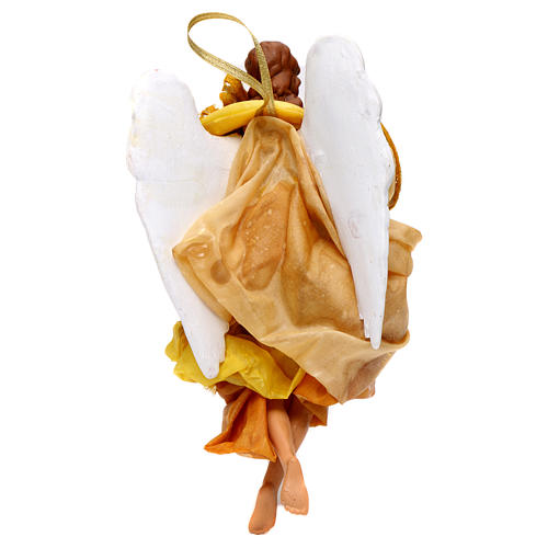 Anioł 18-22 cm złote szaty skrzydła wygięte szopka z Neapolu 3