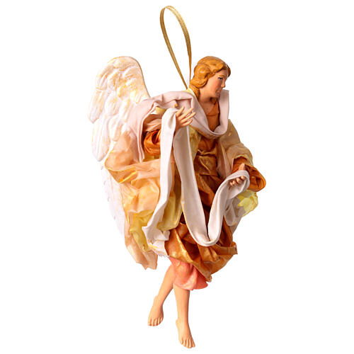 Anjo dourado asas curvas para presépio Nápoles altura média 18-22 cm 3