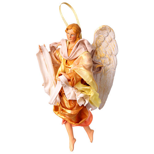 Gold angel with curved wings, figurine for Neapolitan Nativity, 18-22cm 2