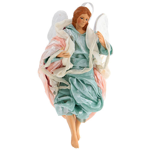 Green angel with curved wings, figurine for Neapolitan Nativity, 18-22cm 1