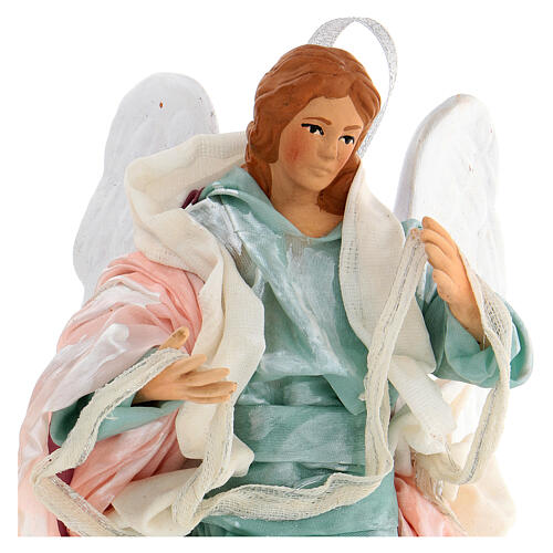 Green angel with curved wings, figurine for Neapolitan Nativity, 18-22cm 2