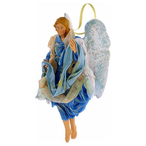 Green angel with curved wings, figurine for Neapolitan Nativity, 18-22cm 2