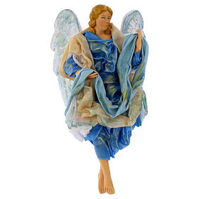 Green angel with curved wings, figurine for Neapolitan Nativity, 18-22cm