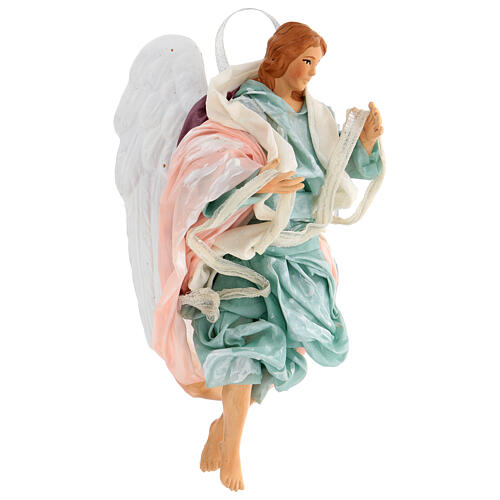 Green angel with curved wings, figurine for Neapolitan Nativity, 18-22cm 3