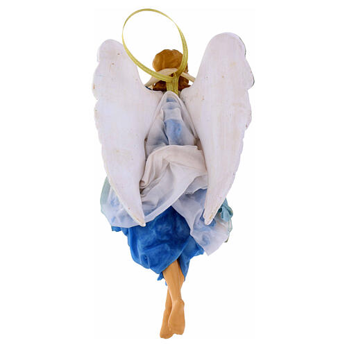 Green angel with curved wings, figurine for Neapolitan Nativity, 18-22cm 4