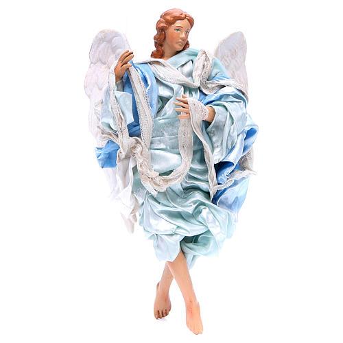 Light blue angel with curved wings, figurine for Neapolitan Nativity, 18-22cm 1