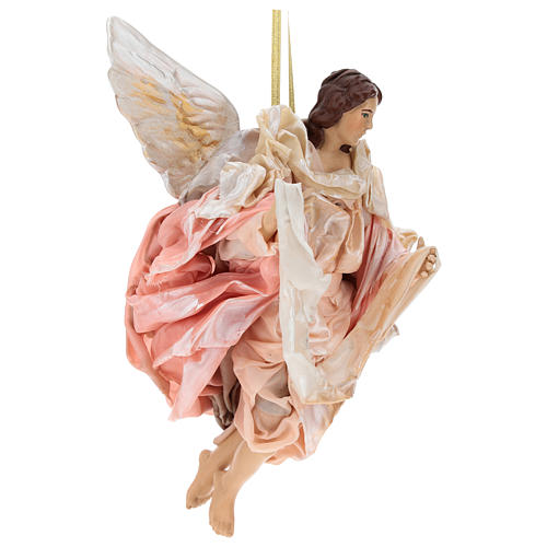 Pink angel with curved wings, figurine for Neapolitan Nativity, 30cm 4