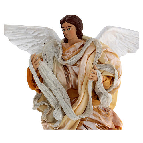 Gold angel with curved wings, figurine for Neapolitan Nativity, 30cm 2