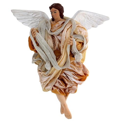 Gold angel with curved wings, figurine for Neapolitan Nativity, 30cm 1