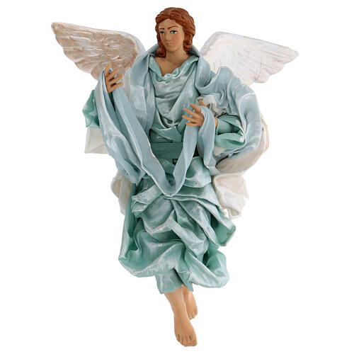 Green angel with curved wings, figurine for Neapolitan Nativity, 30cm 1