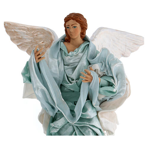 Green angel with curved wings, figurine for Neapolitan Nativity, 30cm 2
