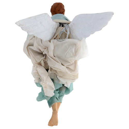Green angel with curved wings, figurine for Neapolitan Nativity, 30cm 3