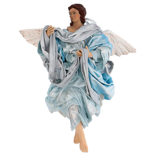 Anjo azul para presépio Nápoles com figuras 30 cm altura média 1