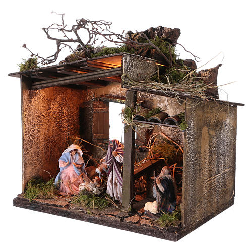 Natividade com pastor e cenário para presépio napolitano com figuras de 10 cm de altura média 2