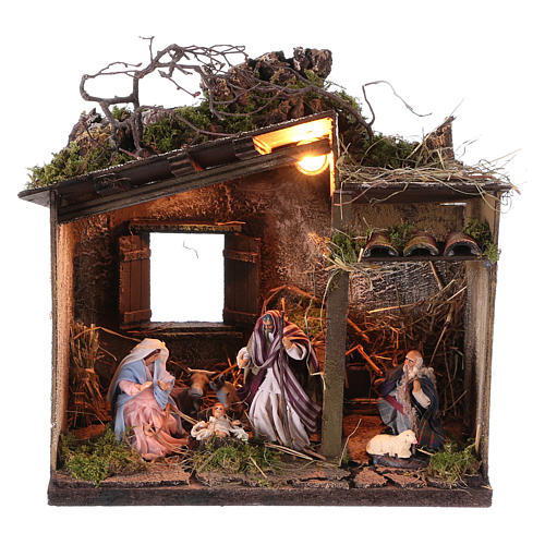 Nativity with shepherd and setting measuring 10cm for Neapolitan Nativity 1