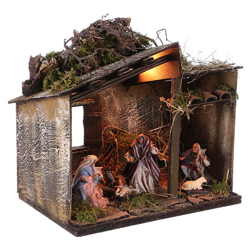 Nativity with shepherd and setting measuring 10cm for Neapolitan Nativity 3