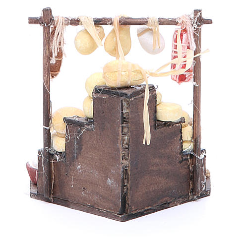 Cured meat stall for Neapolitan Nativity, measuring 7x6x7cm 3
