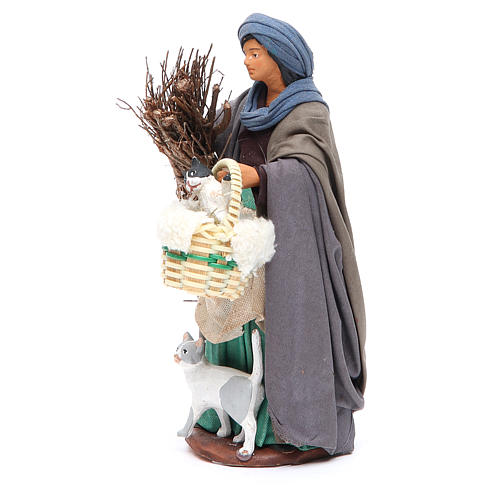 Woman with cats, figurine for Neapolitan Nativity, 14cm 2