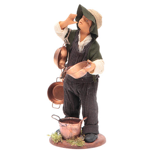 Neapolitan Nativity figurine Man with copper pans 14cm 2