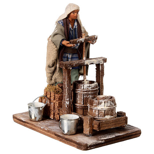 Neapolitan Nativity figurine Man making butter with tools 14cm 3