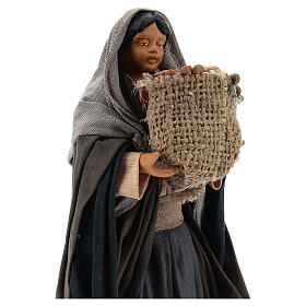 Mulher com saco de sementes na mão para presépio Nápoles com figuras de 14 cm de altura média