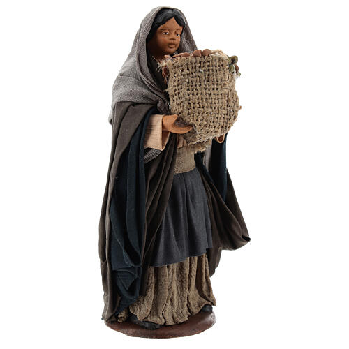 Mulher com saco de sementes na mão para presépio Nápoles com figuras de 14 cm de altura média 4