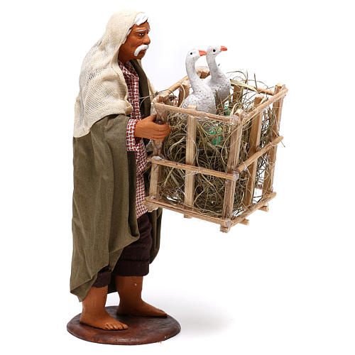 Animated Neapolitan Nativity figurine Man with cage of geese 14cm 4