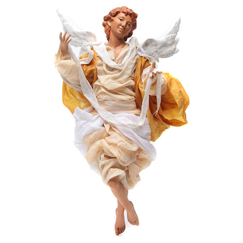 Anioł blondyn 45 cm żółte szaty szopka z Neapolu 1