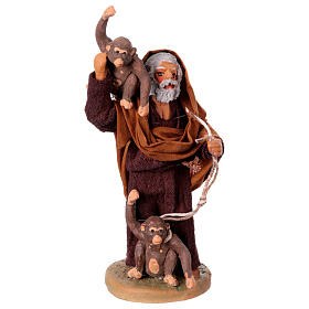 Nativity scene figurine, man with monkeys 10cm