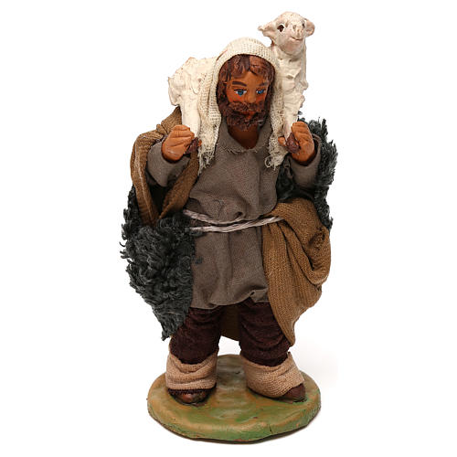 Shepherd with lamb on shoulders 10cm, Neapolitan Nativity Scene 1