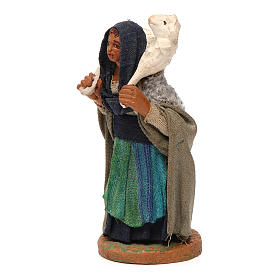 Woman with lamb on shoulders 10cm, Neapolitan Nativity Scene