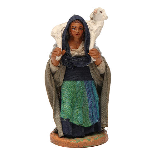 Woman with lamb on shoulders 10cm, Neapolitan Nativity Scene 1