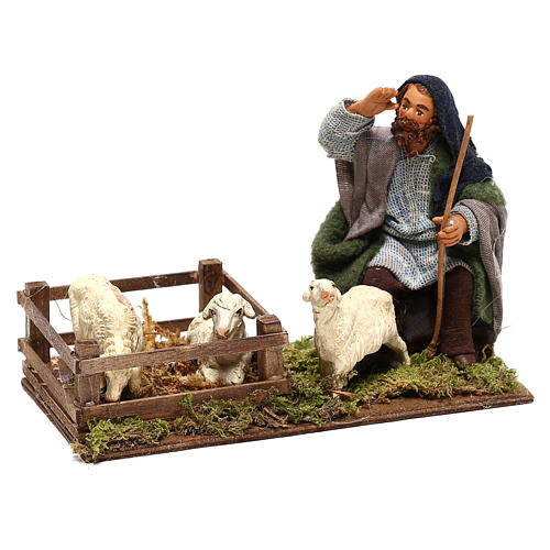 Shepherd with sheep cote 10cm, Neapolitan Nativity figurine 3