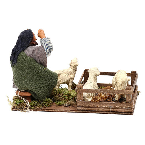 Shepherd with sheep cote 10cm, Neapolitan Nativity figurine 4