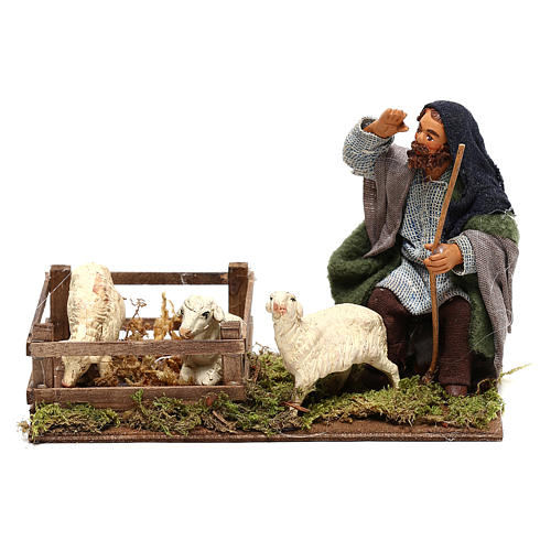 Shepherd with sheep cote 10cm, Neapolitan Nativity figurine 1