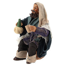 Uomo con fiasco di vino per tavolata 10 cm presepe Napoli