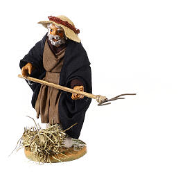 Paesant with pitchfork 10cm Neapolitan Nativity figurine
