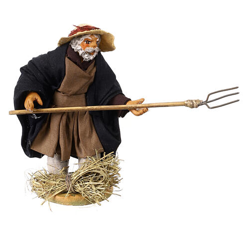 Paesant with pitchfork 10cm Neapolitan Nativity figurine 1