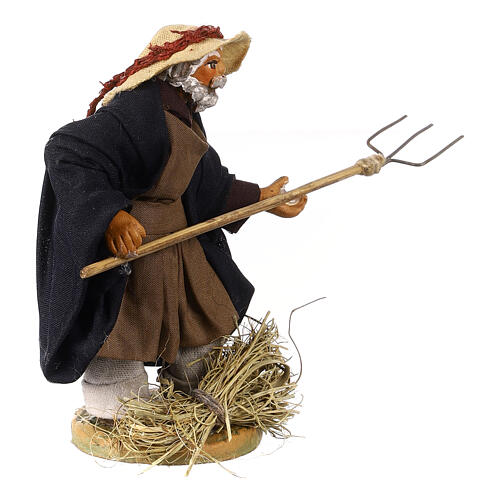 Paesant with pitchfork 10cm Neapolitan Nativity figurine 3