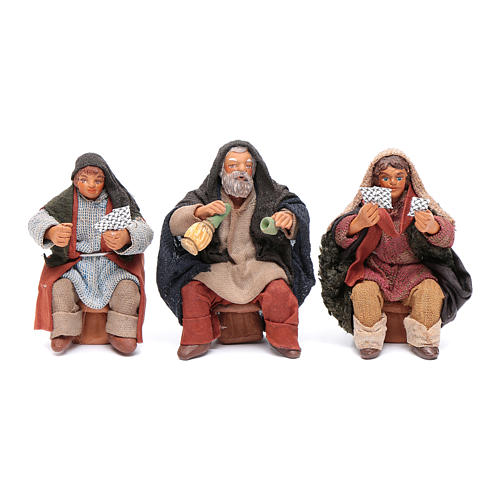 Set Kartenspieler 3 Figuren neapolitanische Krippe 10cm 1