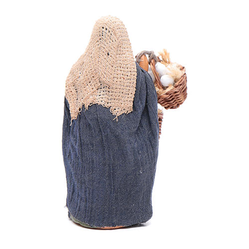 Woman with hen and eggs baskets 10cm, Nativity figurine 3