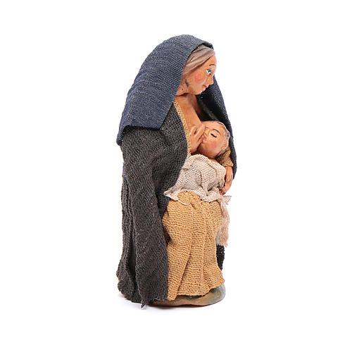 Woman feeding baby 10cm, Nativity figurine 2