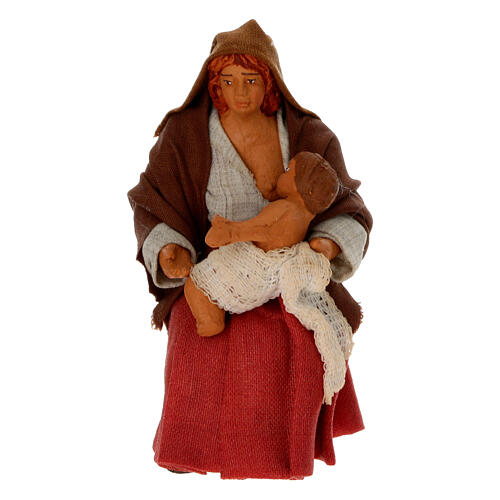 Woman feeding baby 10cm, Nativity figurine 1